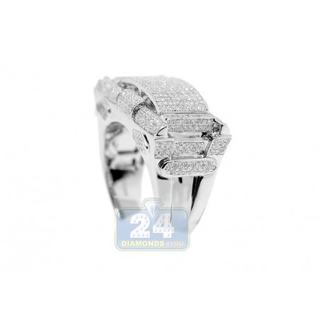 10K White Gold 1.06 ct Diamond Mens Rectangle Signet Ring