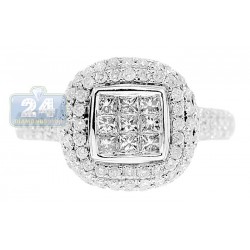 14K White Gold 1.18 ct Mixed Pave Diamond Womens Ring