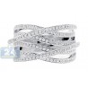 14K White Gold 0.91 ct Diamond Womens Openwork Wave Ring