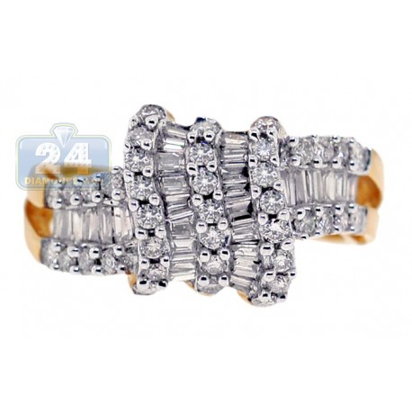 14K Yellow Gold 1.22 ct Mixed Diamond Womens Vintage Ring