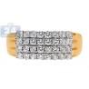 14K Yellow Gold 1.10 ct 4 Row Diamond Womens Band Ring