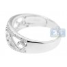 14K White Gold 0.36 ct Diamond Womens Vintage Patterned Band Ring