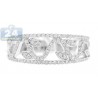 14K White Gold 0.43 ct Diamond Womens Vintage Floral Band Ring