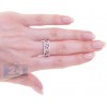 14K White Gold 0.43 ct Diamond Womens Vintage Floral Band Ring