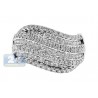 14K White Gold 1.75 ct Diamond Womens Wave Shaped Band Ring