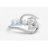 14K White Gold Zig Zag 0.62 ct Diamond Womens Vintage Engagement Ring