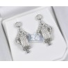 Womens Diamond Vintage Dangle Earrings 14K White Gold 2.05 ct