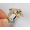 14K Yellow Gold 1.32 ct Diamond Womens Small Panther Cat Ring