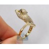 14K Yellow Gold 1.32 ct Diamond Womens Small Panther Cat Ring