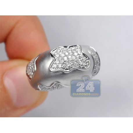 Matte 14K White Gold 1.86 ct Diamond Womens Dome Ring