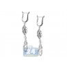 Womens Diamond Floral Drop Earrings 14K White Gold 1.16 Carat