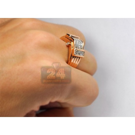 Mens 1ct Princess Cut Invisible Set Diamond Ring 14K Rose Gold   14k Rose Gold 100 Ct Princess Cut Diamond Mens Signet Ring 