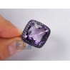 14K White Gold 12.75 ct Purple Amethyst Diamond Cocktail Ring