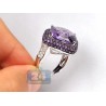 14K White Gold 12.75 ct Purple Amethyst Diamond Cocktail Ring