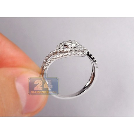 Womens Diamond Cluster Infinity Engagement Ring 14K White Gold