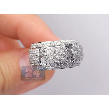 14K White Gold 1.40 ct Diamond Edged Design Womens Band Ring