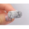 14K White Gold 1.40 ct Diamond Edged Design Womens Band Ring