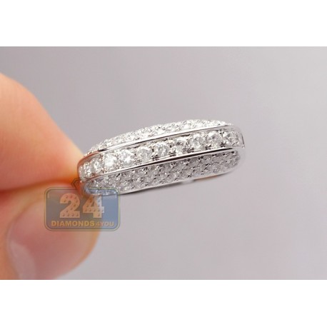 14K White Gold 1.76 ct Diamond Womens Slim Fit Dome Ring