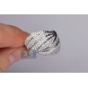 14K White Gold 2.00 ct Diamond Womens Wave Band Ring