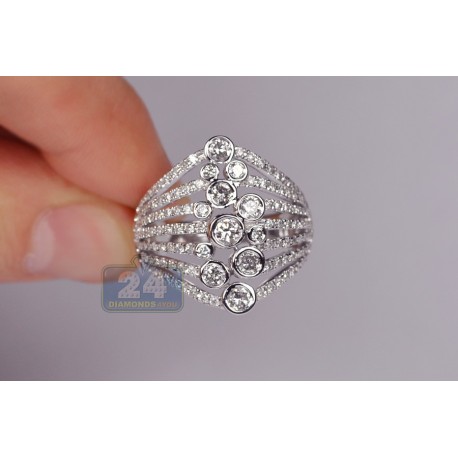 14K White Gold 1.71 ct Diamond Multirow Openwork Ring