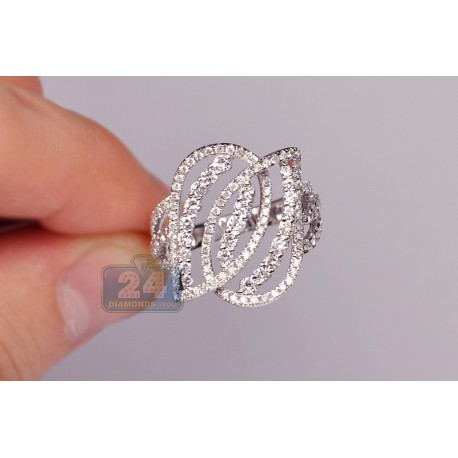 14K White Gold 1.42 ct Diamond Openwork Womens Vintage Ring