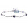 Womens Diamond Sapphire Tennis Bracelet 18K White Gold 3.83 ct