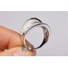 14K White Gold 1.49 ct Diamond Womens Wave Shaped Ring