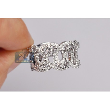 14K White Gold 1 ct Diamond Openwork Vintage Womens Ring