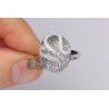 14K White Gold 1.28 ct Diamond Womens Oval Swirl Ring