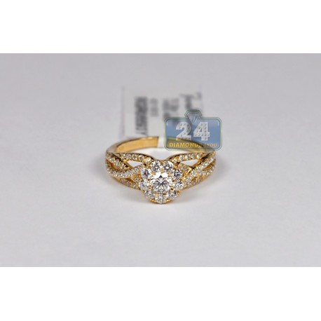 14K Yellow Gold 1.36 ct Diamond Crossover Engagement Ring