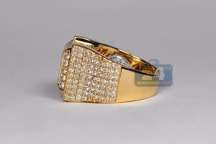 Mens Luxury 4.84 ct White Diamond Ring 14K Yellow Gold