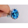 18K White Gold 14.93 ct Swiss Blue Topaz Diamond Cocktail Ring