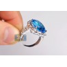 18K White Gold 14.93 ct Swiss Blue Topaz Diamond Cocktail Ring