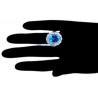 18K White Gold 14.93 ct Swiss Blue Topaz Diamond Cocktail Ring