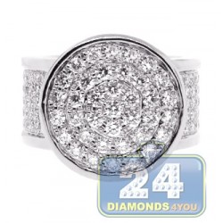 14K White Gold 4.58 ct Diamond Round Shape Signet Mens Ring