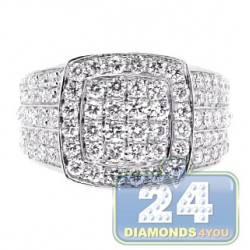 14K White Gold 4.44 ct Diamond Mens Square Shape Ring
