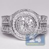 14K White Gold 1.09 ct Diamond Cluster Mens Ring