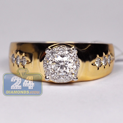 14k yellow gold 075 ct diamond mens signet ring