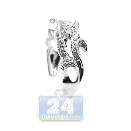 18K White Gold 0.35 ct Diamond Womens Openwork Antique Ring