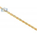 10K Three Tone Gold Valentine Link Womens Chain 2 mm 16 Inches