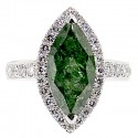 14K White Gold 5.87 ct Marquise Emerald Diamond Cocktail Ring