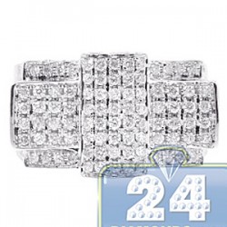 14K White Gold 2.15 ct Diamond Mens Signet Ring