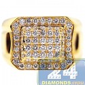 14K Yellow Gold 1.75 ct Diamond Mens Classic Signet Ring