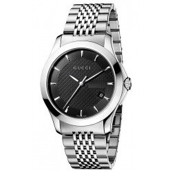 Gucci G-Timeless Steel Black Dial Steel Bracelet Watch YA126402