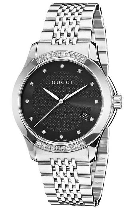 Gucci G-Timeless Diamond Bezel Steel Watch YA126408