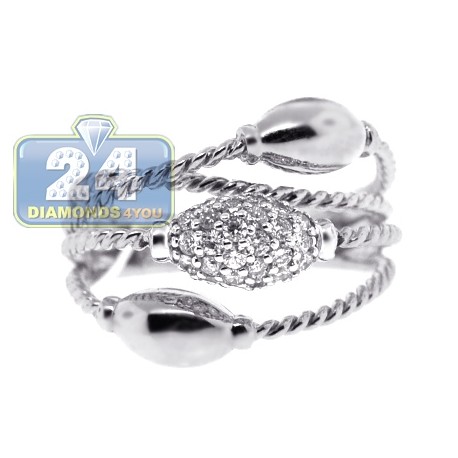 18K White Gold 0.43 ct Diamond Womens Openwork Wire Ring