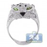 14K White Gold 1.94 ct Diamond Tiger Face Mens Ring