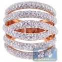 14K Rose Gold 3.91 ct Diamond Womens Long Multiband Ring