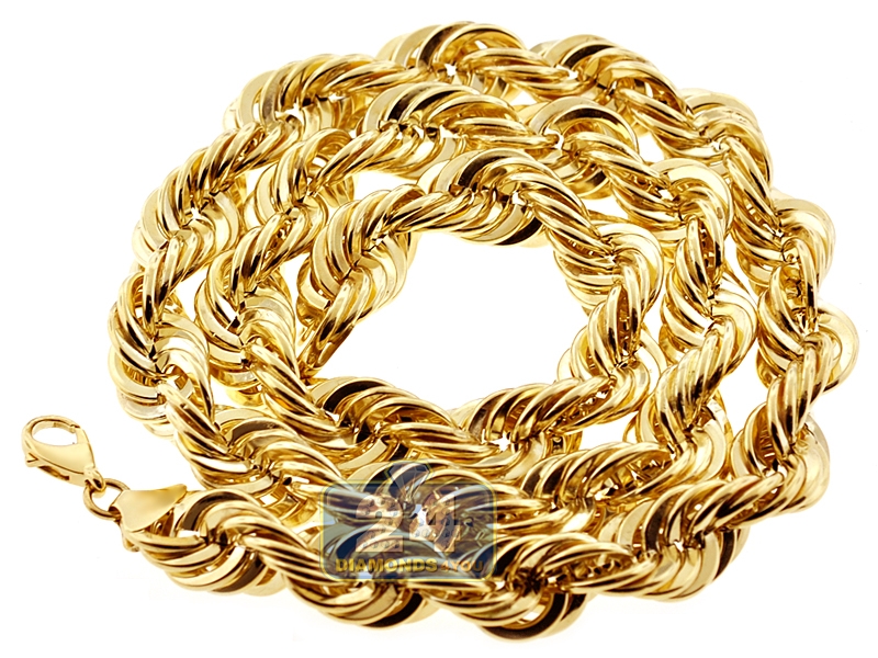10K Yellow Gold Hollow Rope Mens Chain 