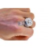 Mens Diamond Cross Round Pinky Ring 14K White Gold 1.68 ct